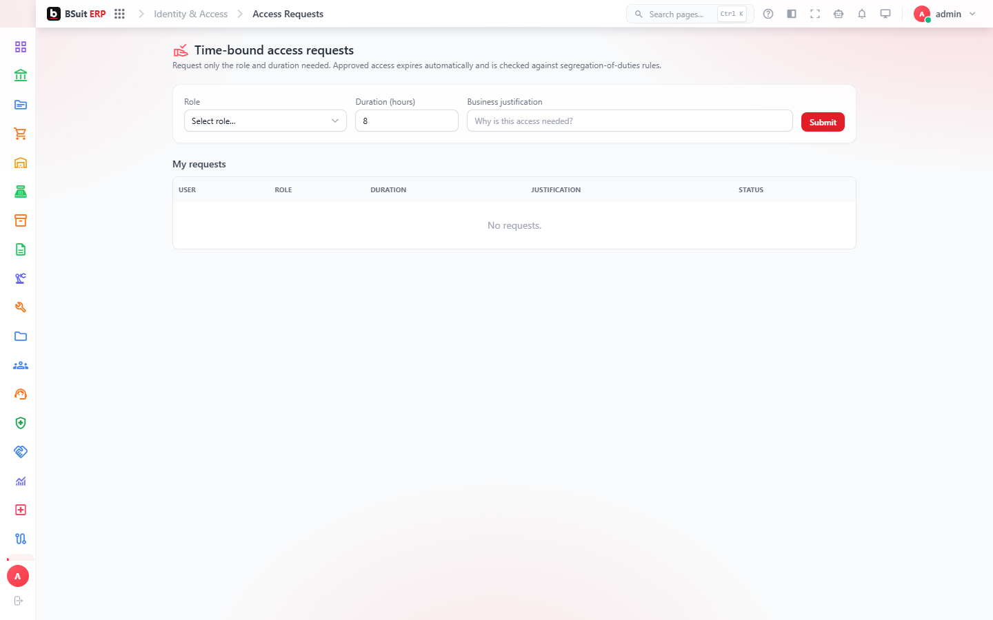 Screenshot of the Request temporary access page