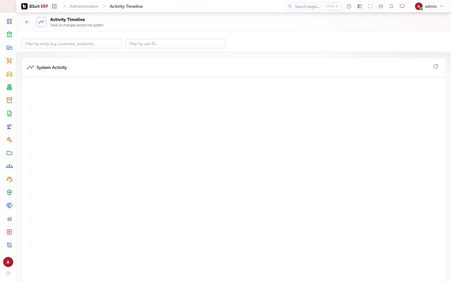 Screenshot of the Activity Timeline page