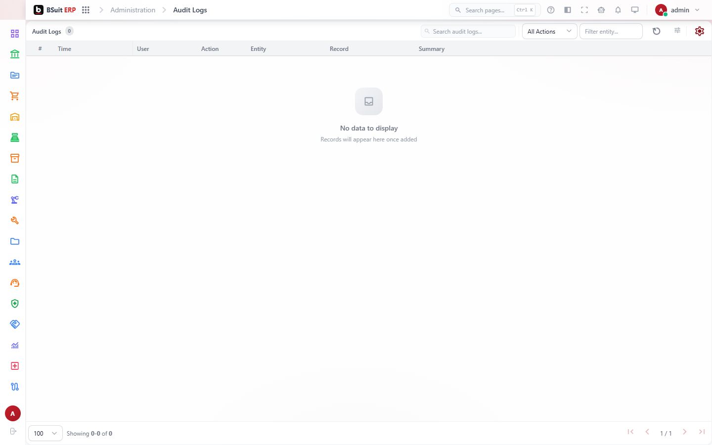 Screenshot of the Audit Logs page