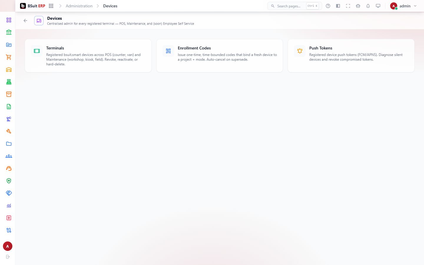 Screenshot of the Devices page