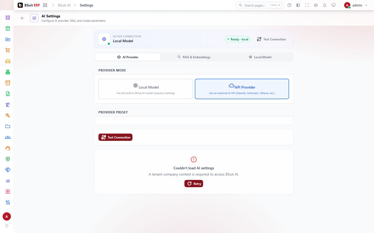 Screenshot of the AI Settings page