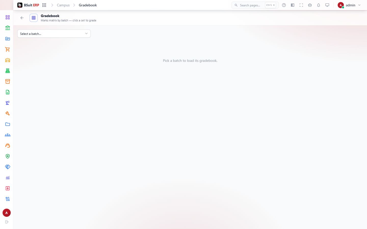 Screenshot of the Gradebook page