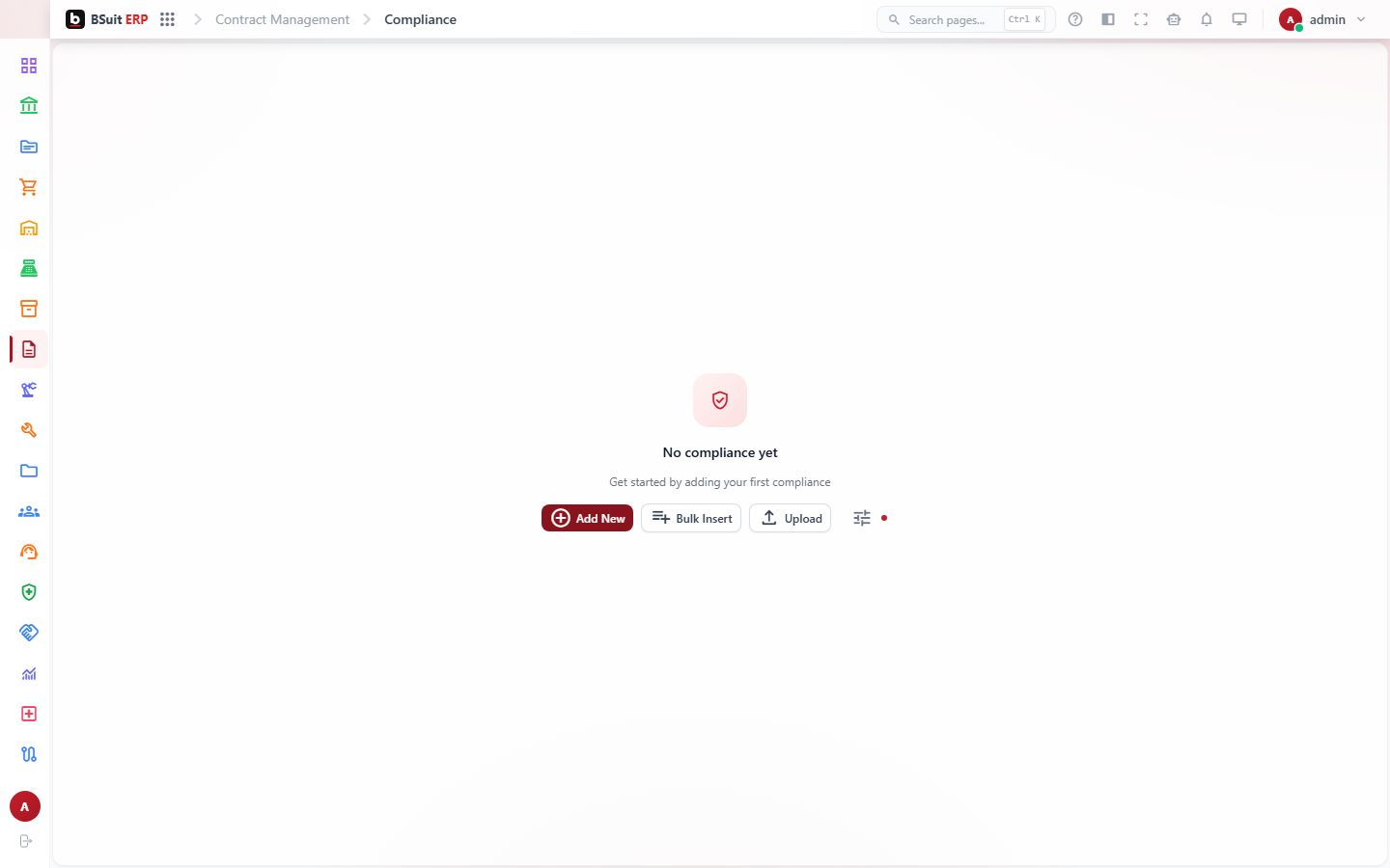 Screenshot of the Compliance page
