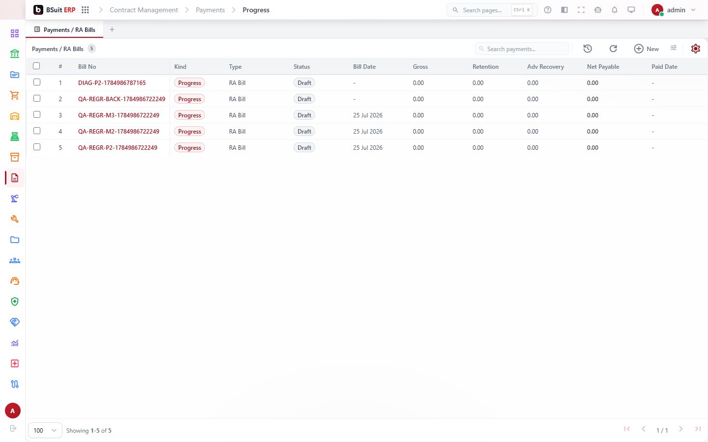 Screenshot of the Progress page