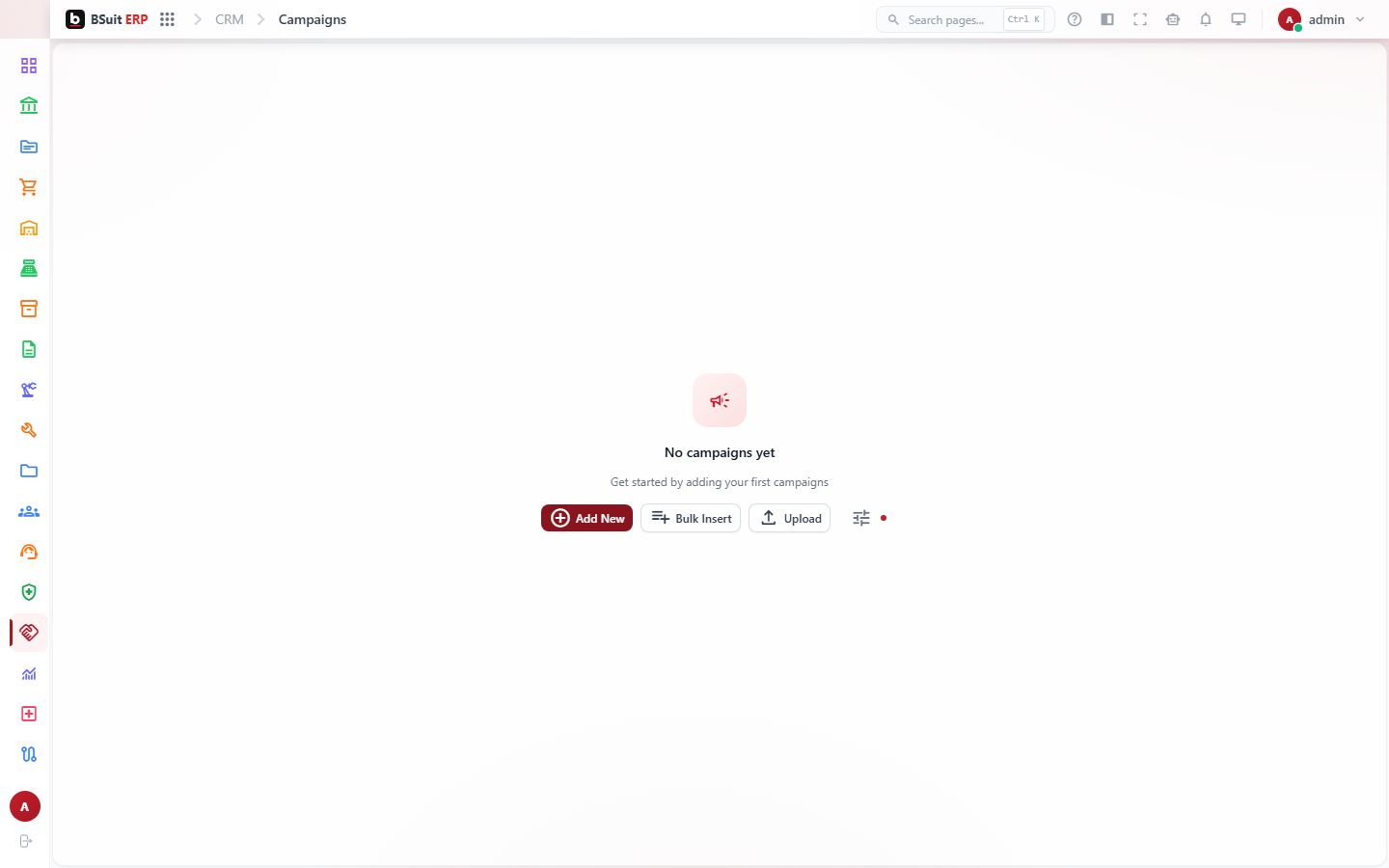 Screenshot of the Campaigns page
