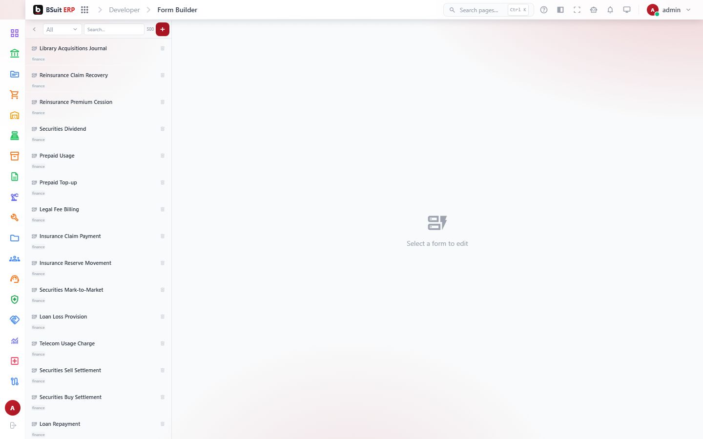 Screenshot of the Formbuilder page
