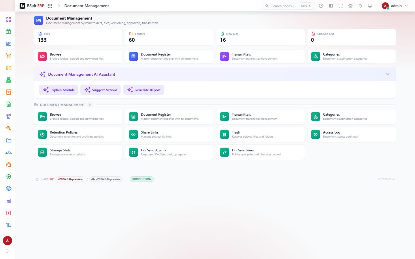 Screenshot of the Document Management page