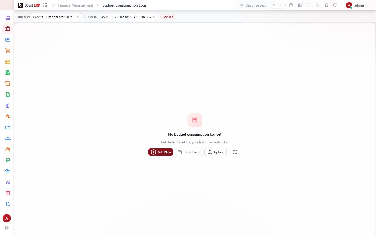Screenshot of the Budget Consumption Logs page