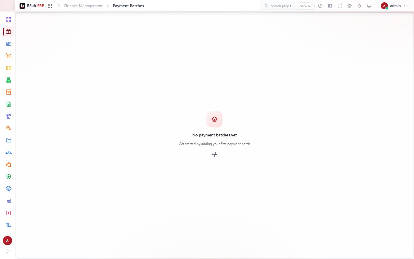 Screenshot of the Payment Batches page