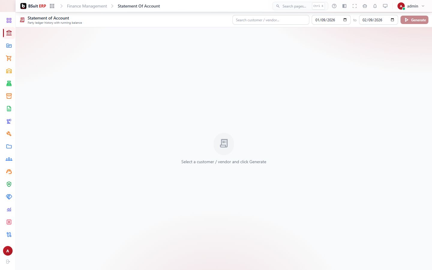 Screenshot of the Statement Of Account page