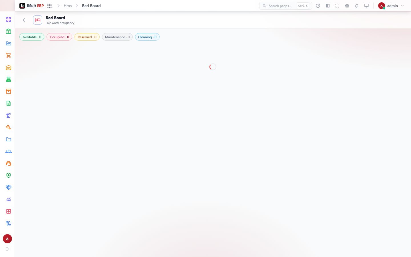 Screenshot of the Bed Board page