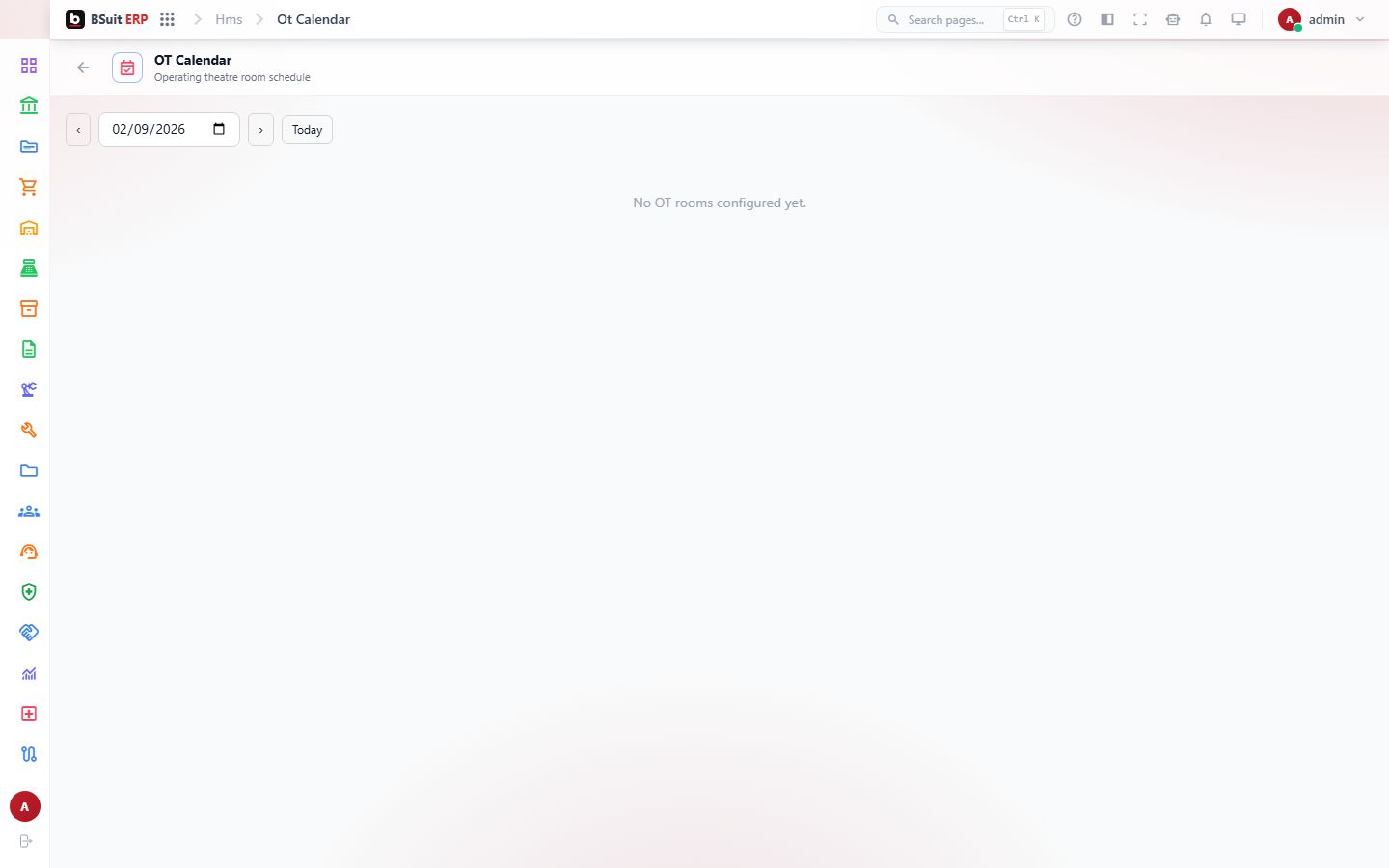 Screenshot of the OT Calendar page