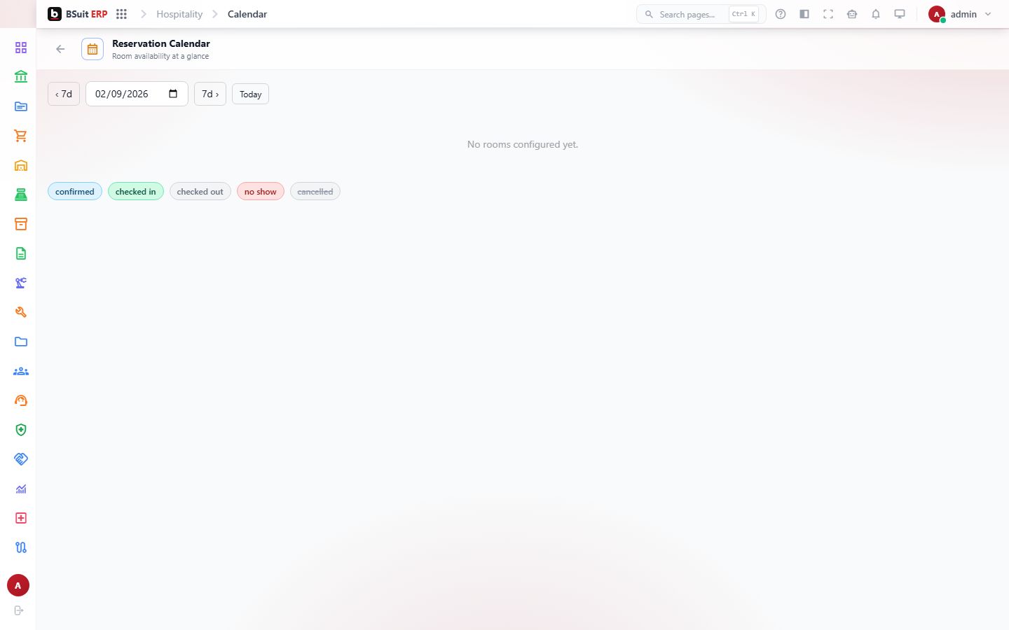 Screenshot of the Reservation Calendar page