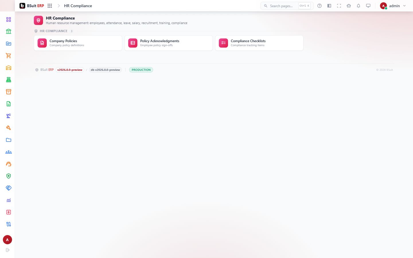 Screenshot of the Hr Compliance page