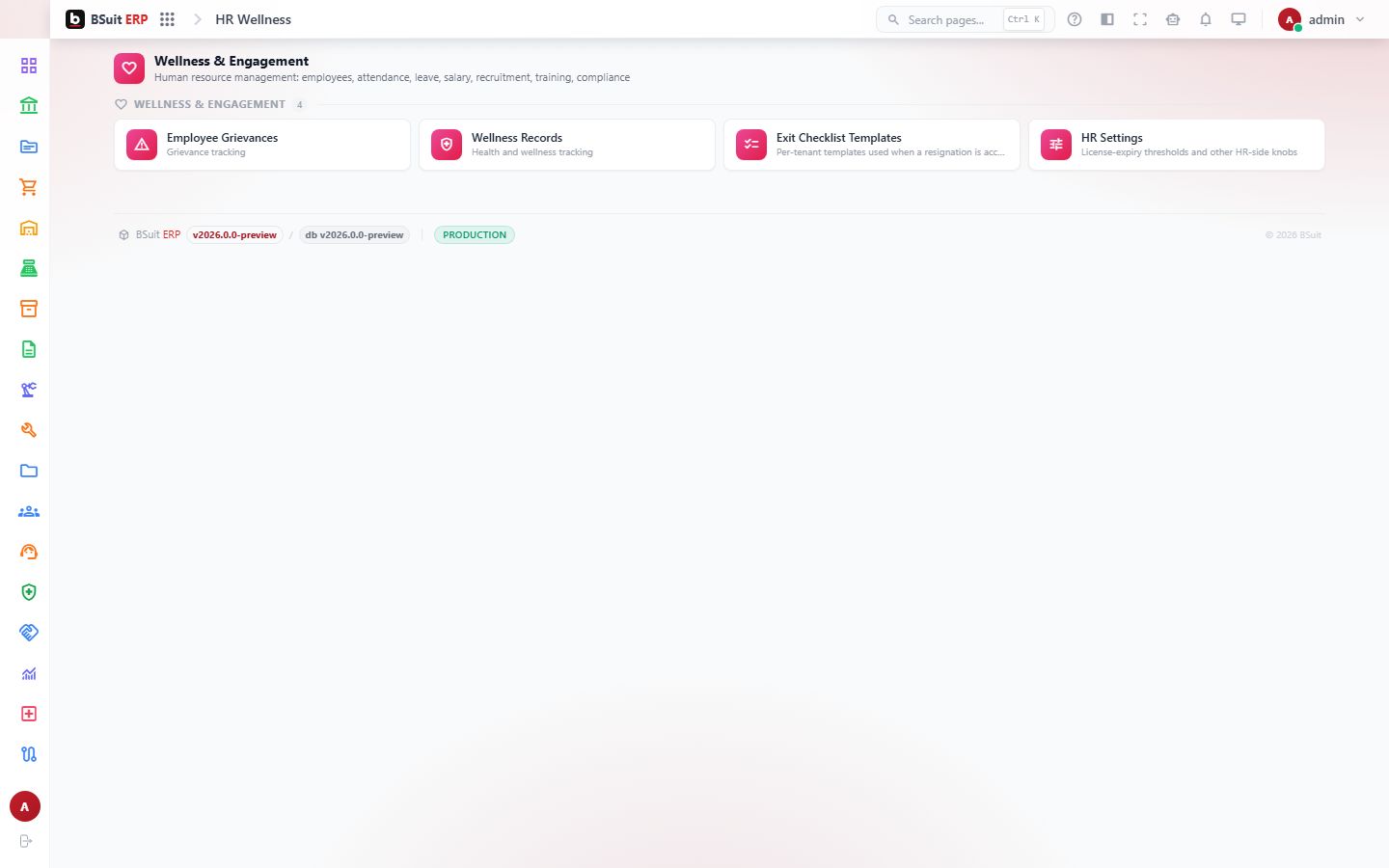 Screenshot of the Hr Wellness page