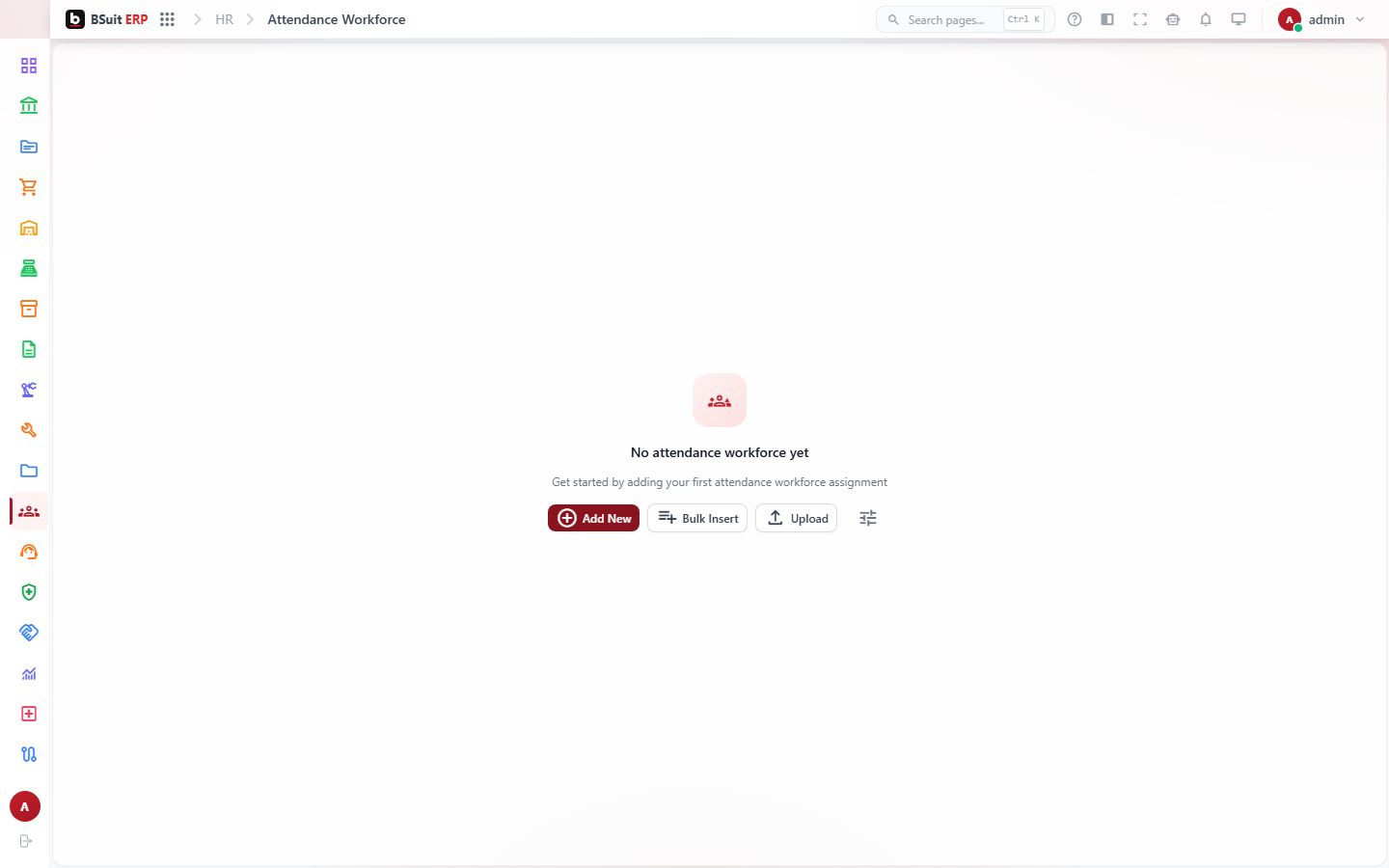 Screenshot of the Attendance Workforce page