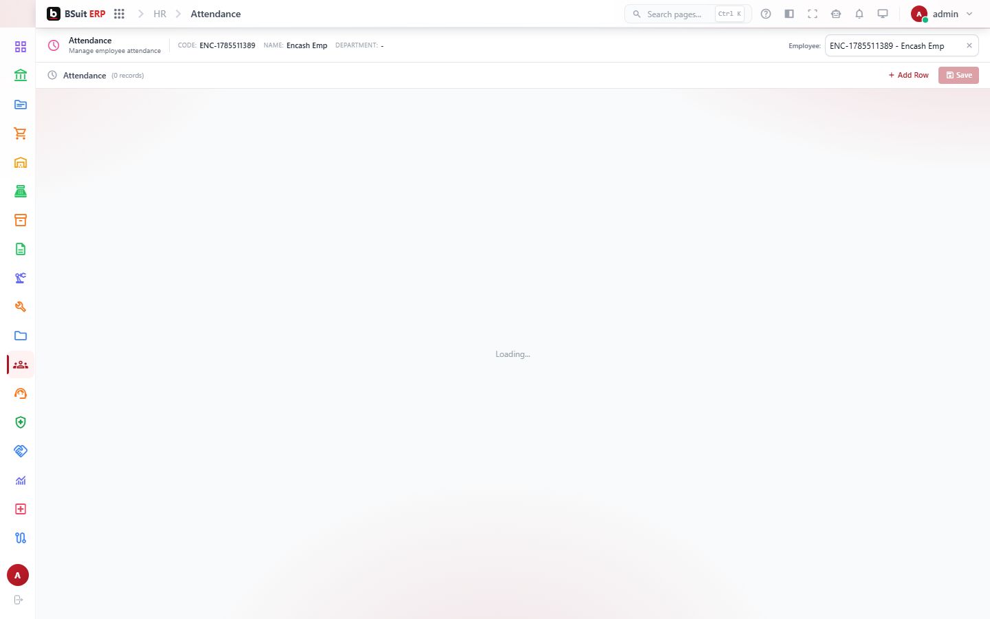 Screenshot of the Attendance page
