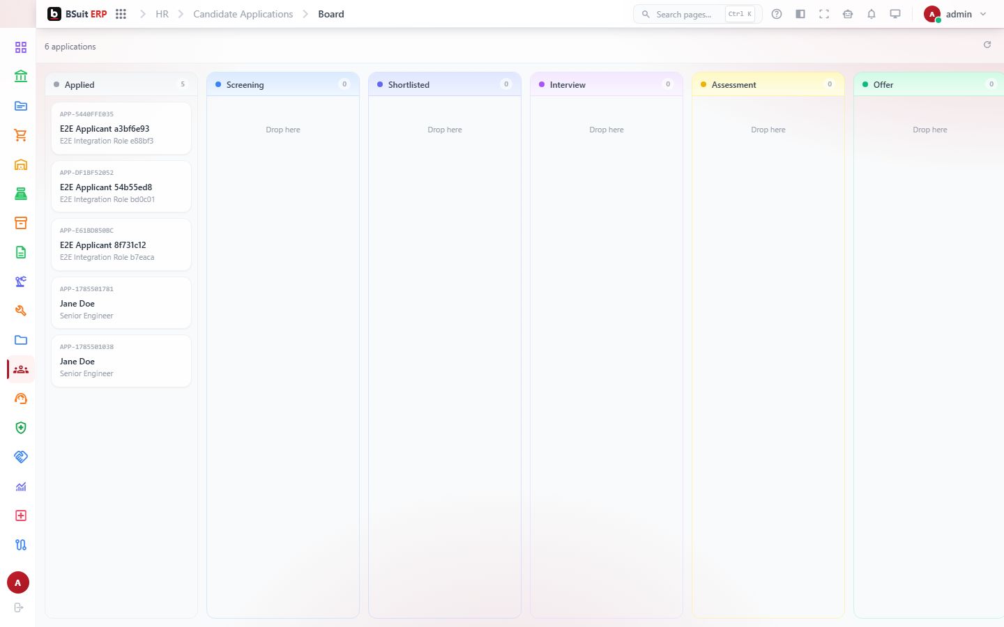 Screenshot of the Board page