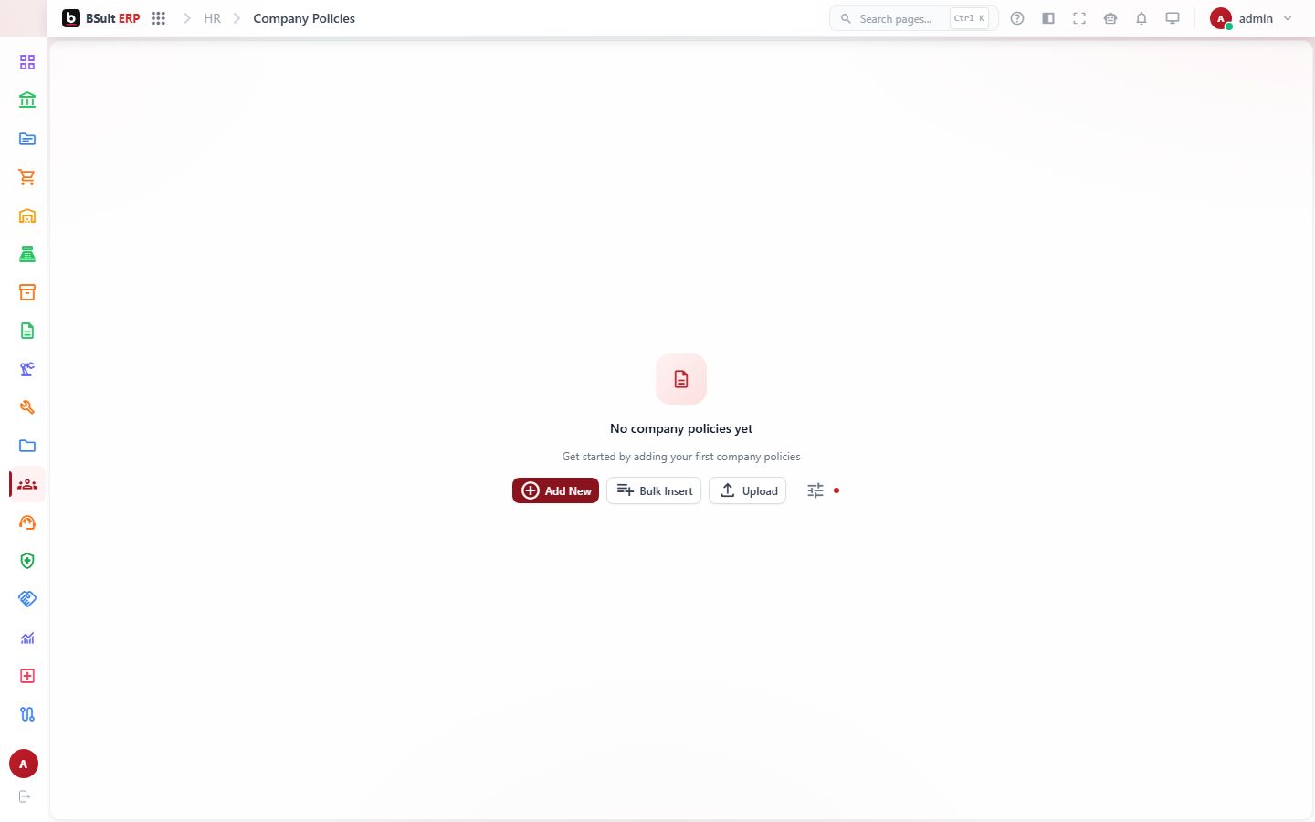 Screenshot of the Company Policies page