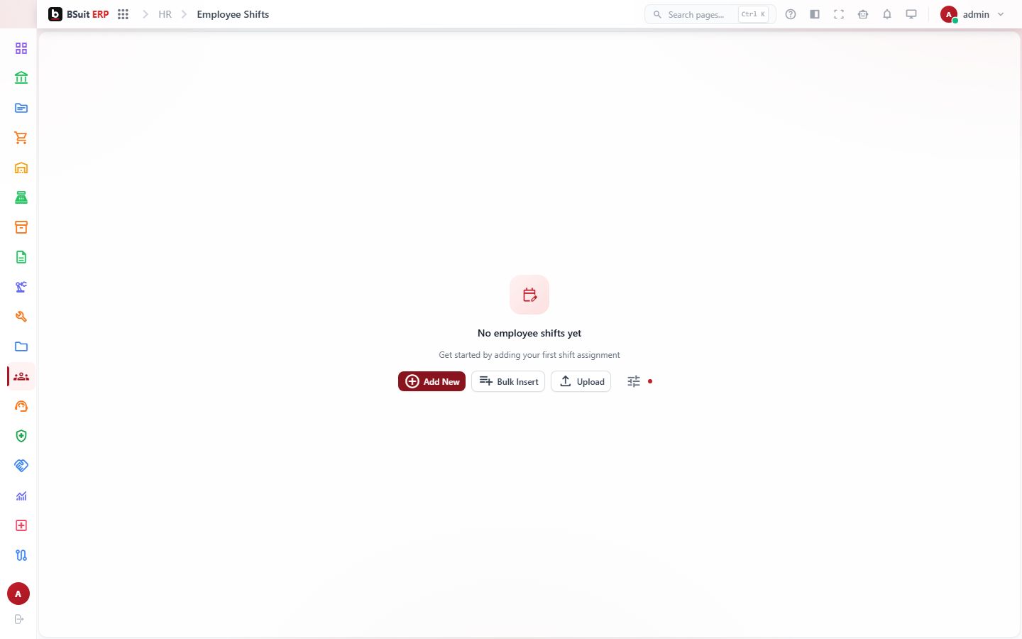 Screenshot of the Employee Shifts page
