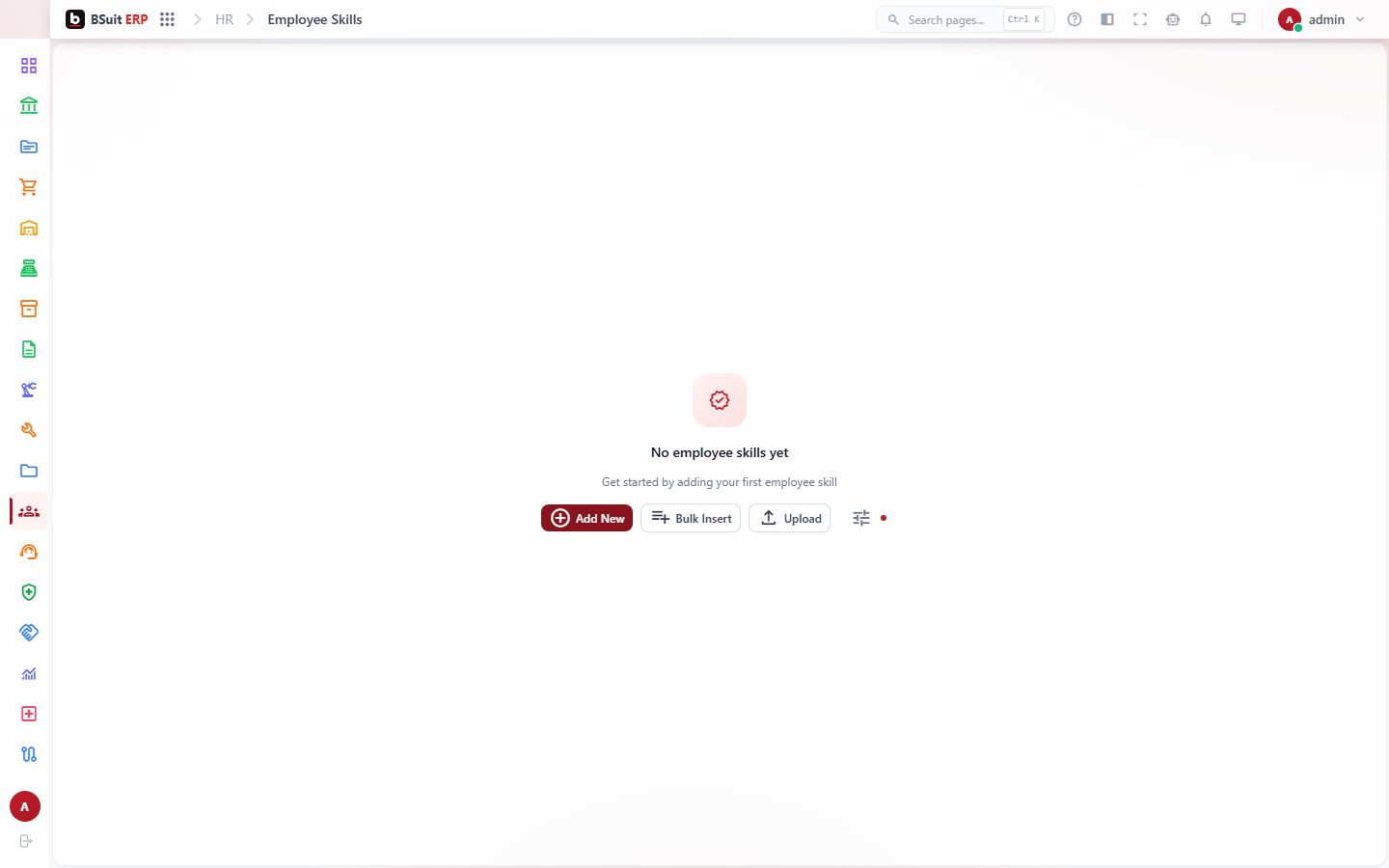 Screenshot of the Employee Skills page