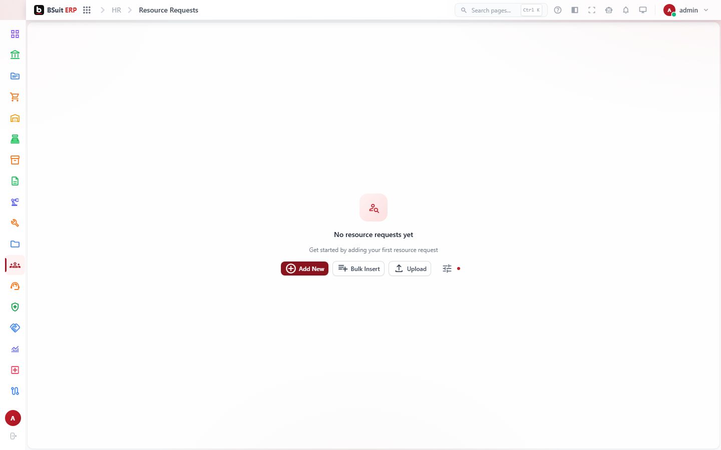 Screenshot of the Resource Requests page