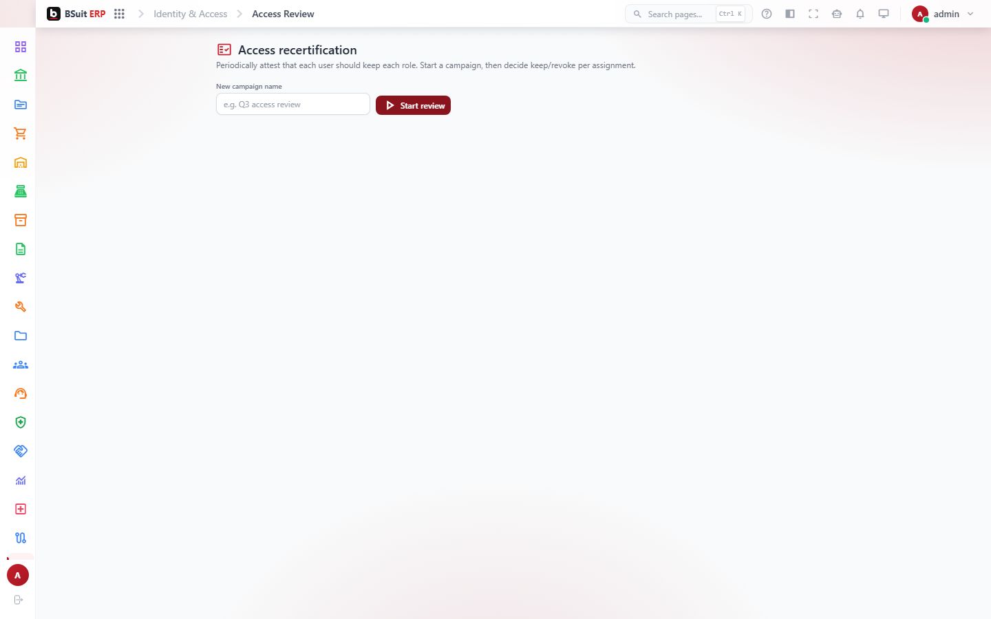 Screenshot of the Access Review page