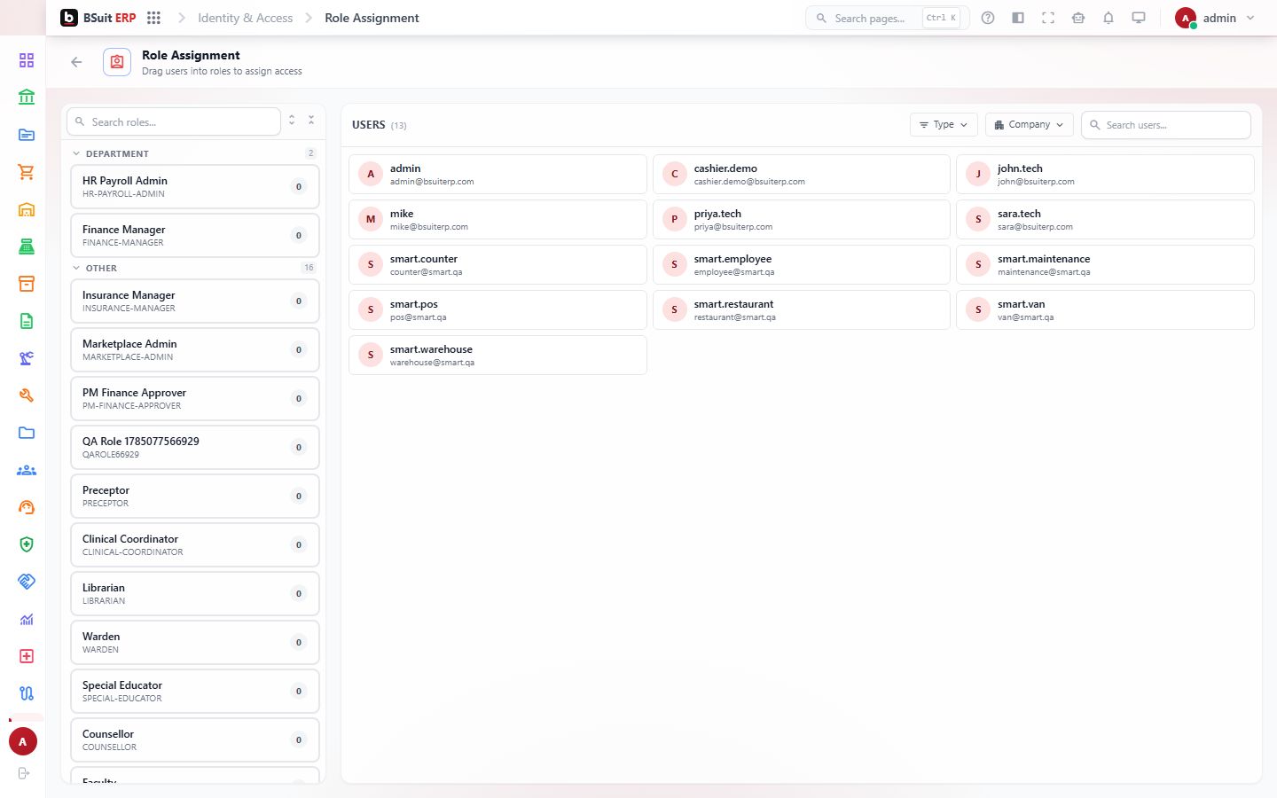Screenshot of the Role Assignment page