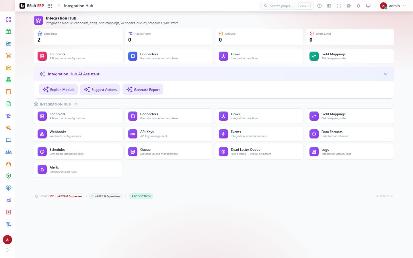 Screenshot of the Integration page
