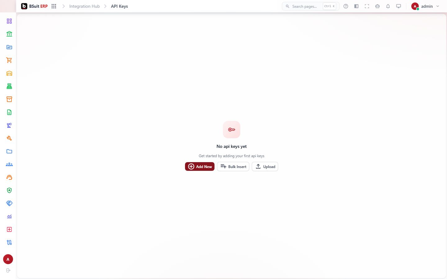 Screenshot of the Api Keys page