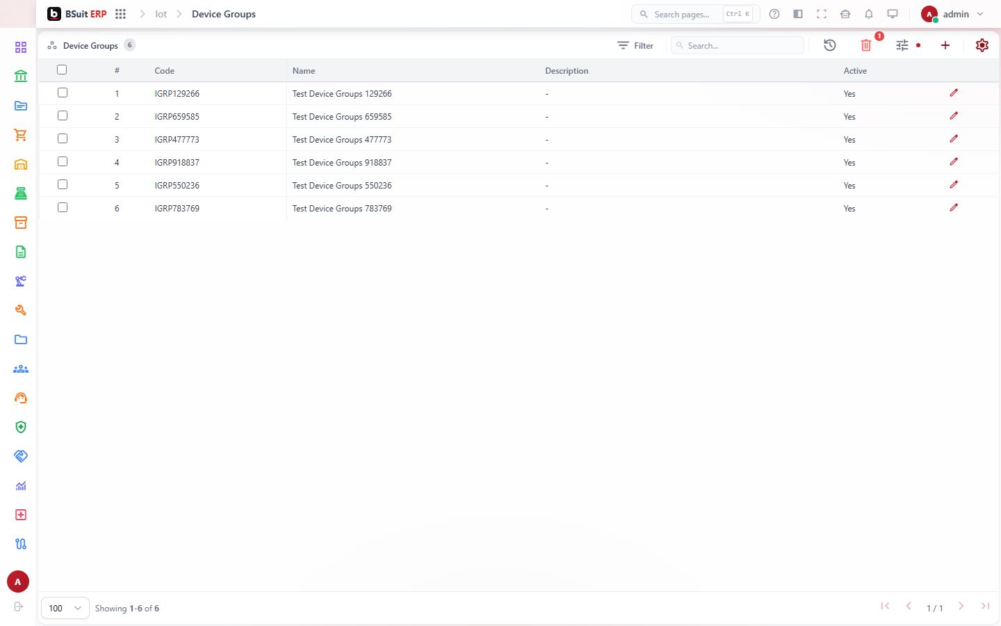 Screenshot of the Device Groups page