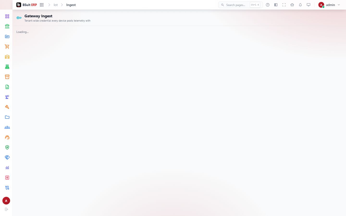 Screenshot of the Gateway Ingest page
