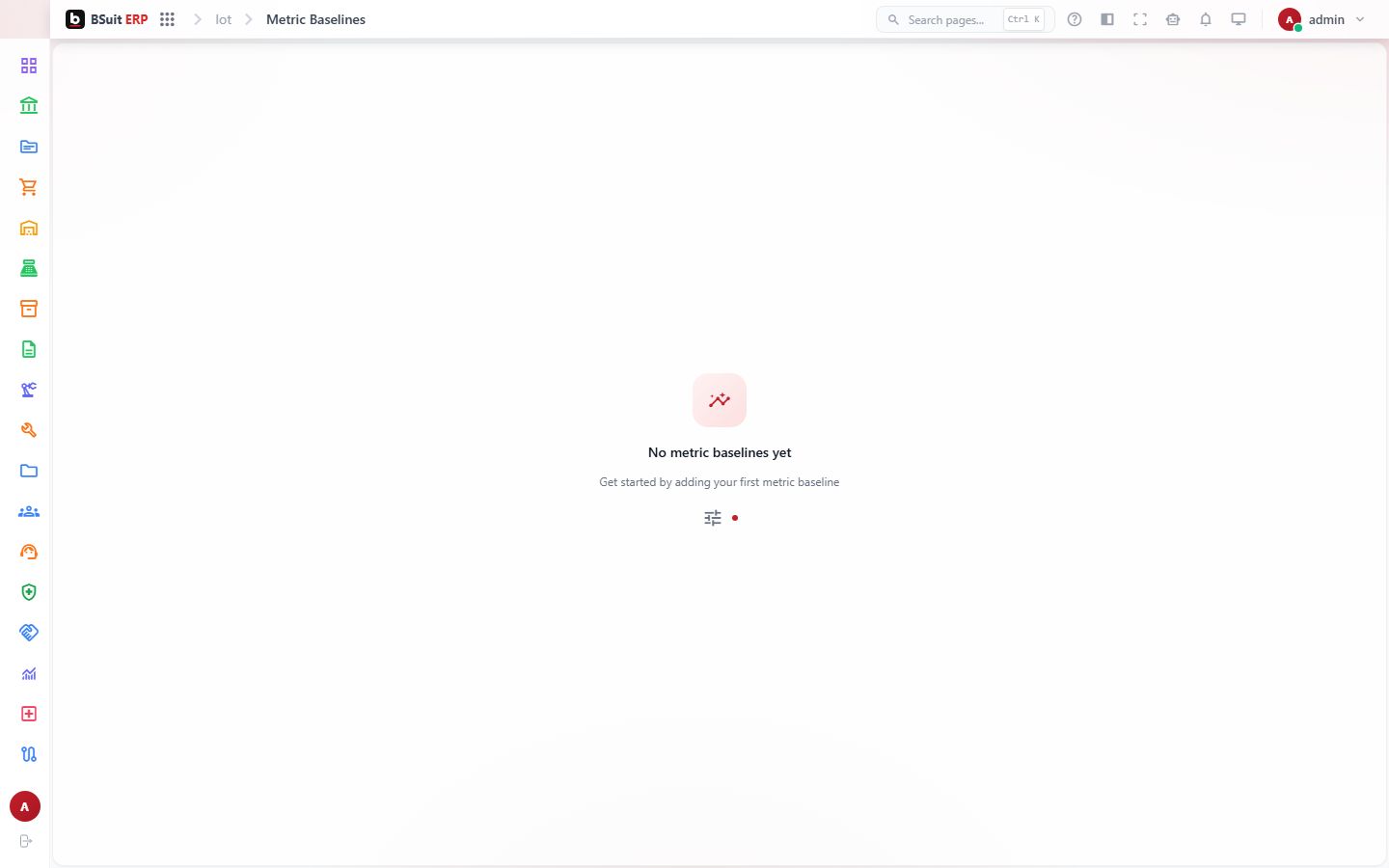Screenshot of the Metric Baselines page