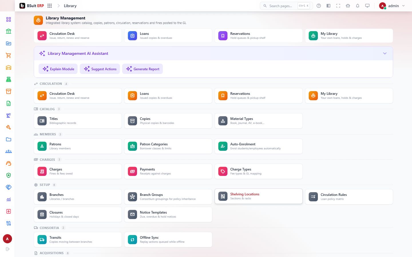 Screenshot of the Library page