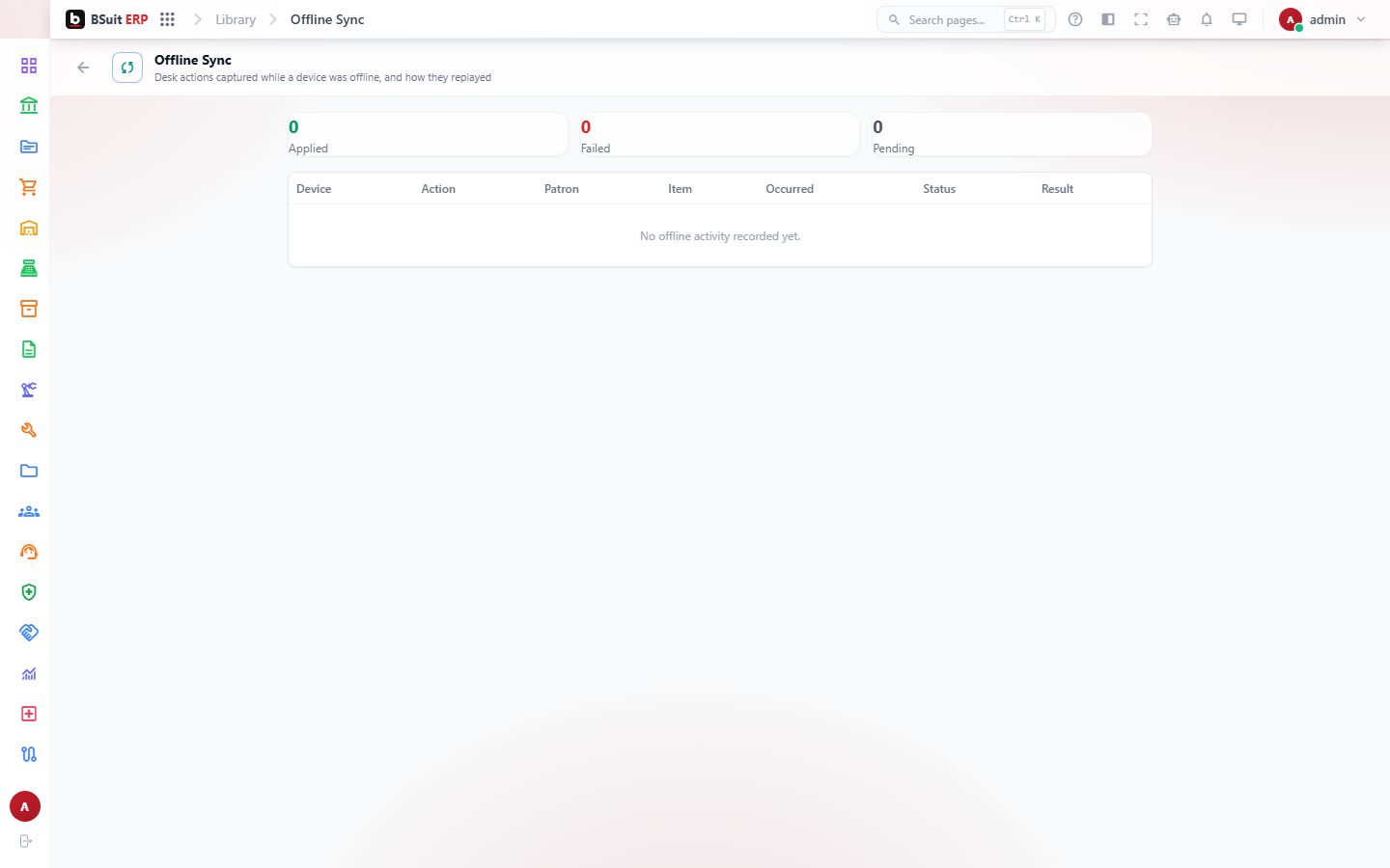 Screenshot of the Offline Sync page