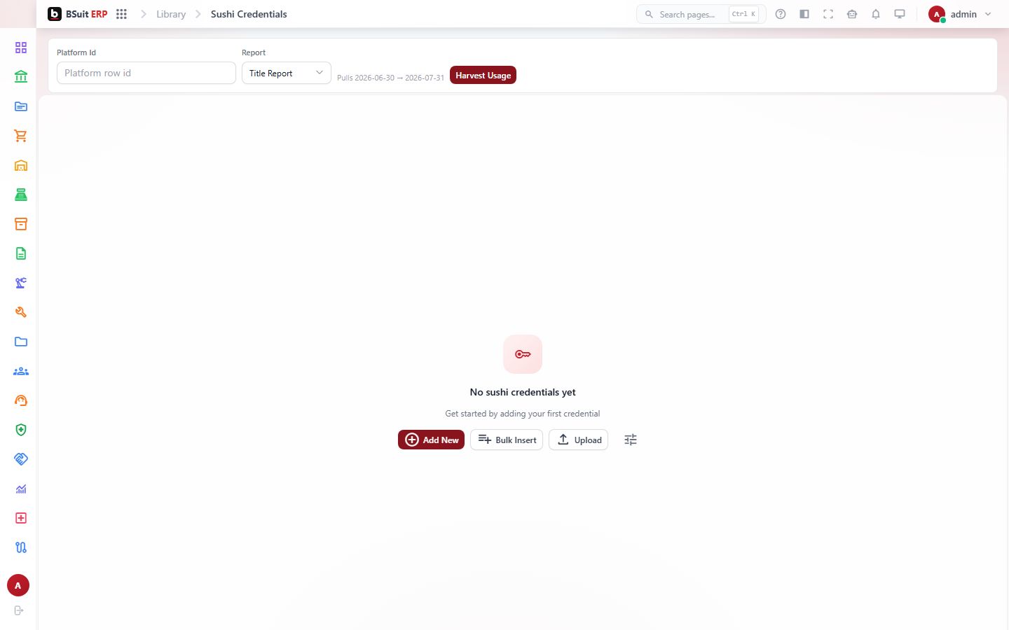 Screenshot of the Sushi Credentials page