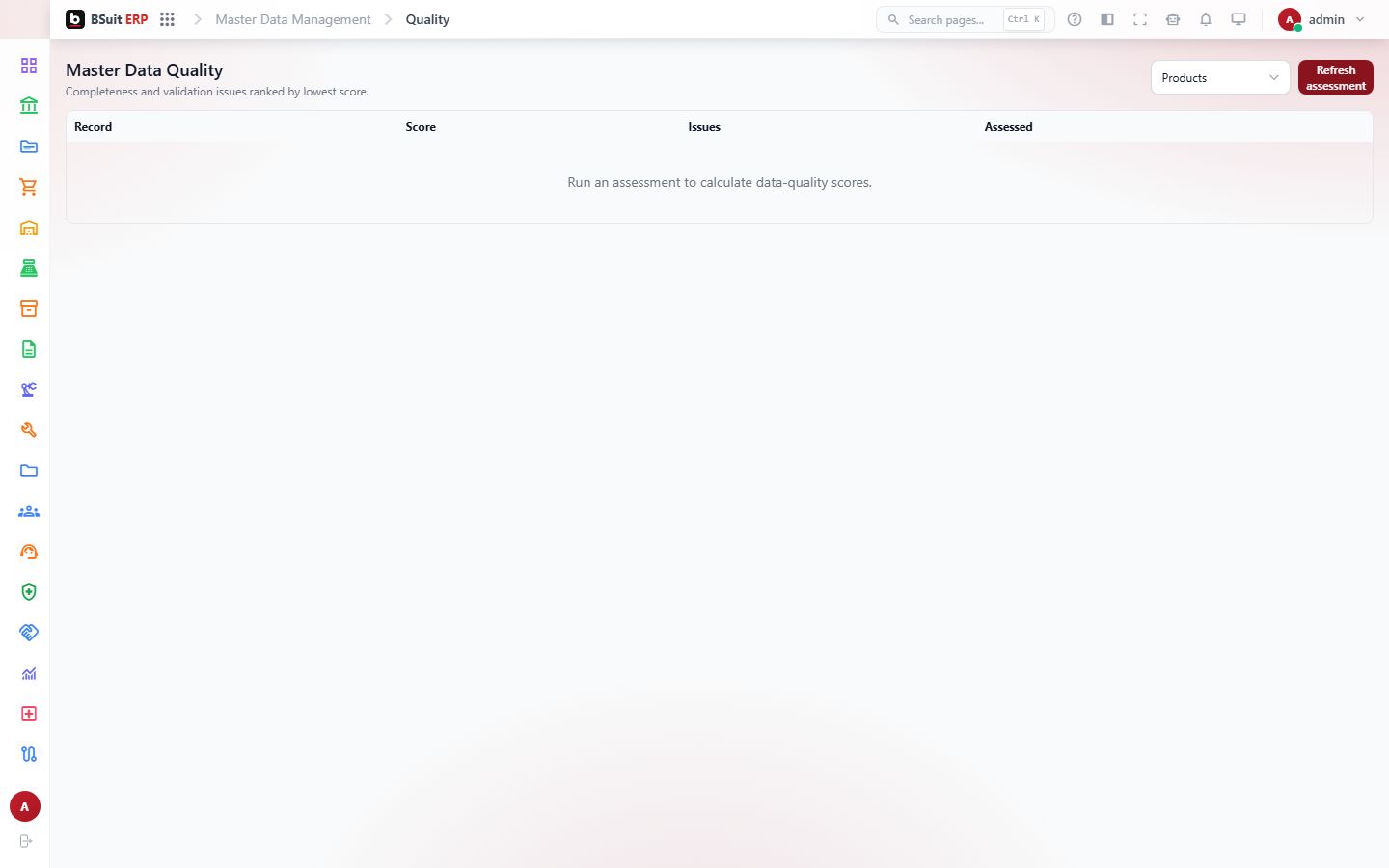Screenshot of the Master Data Quality page