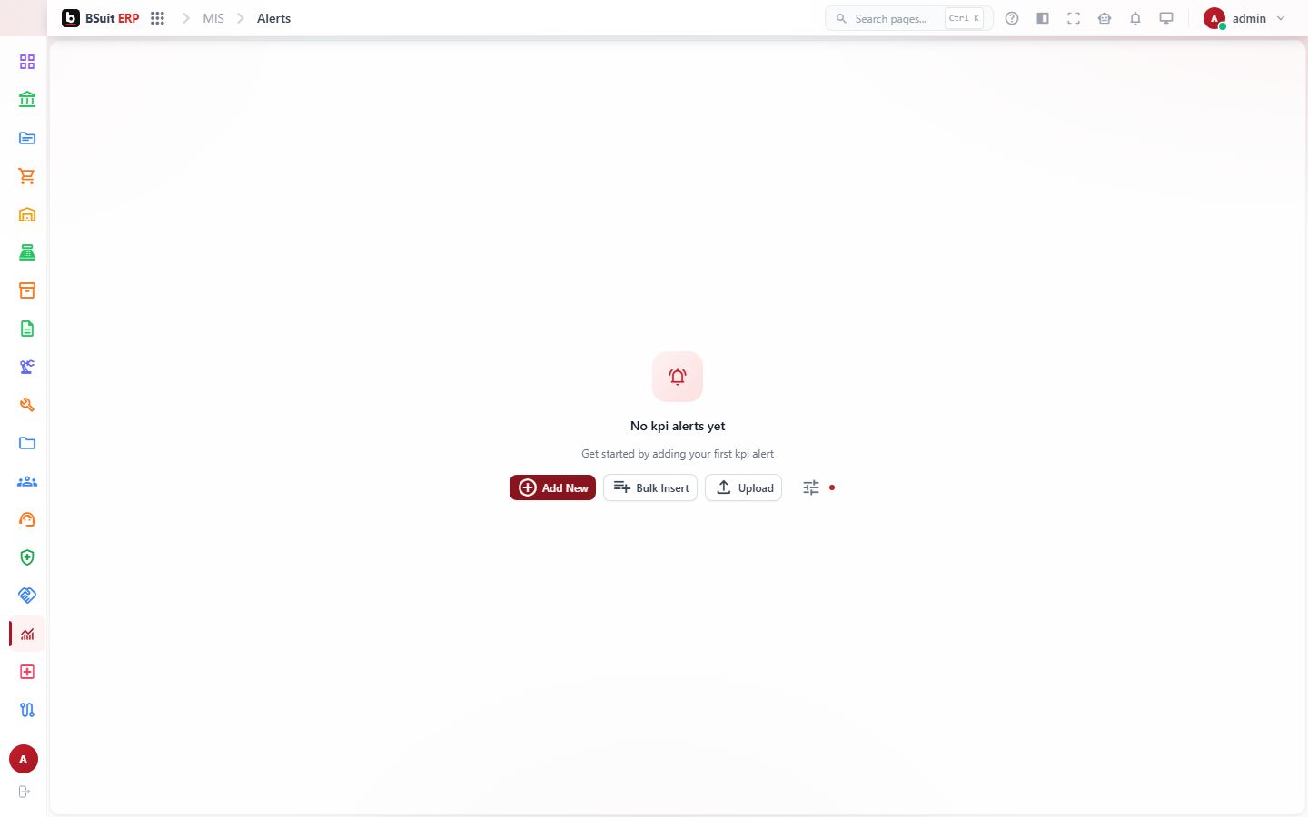 Screenshot of the Alerts page