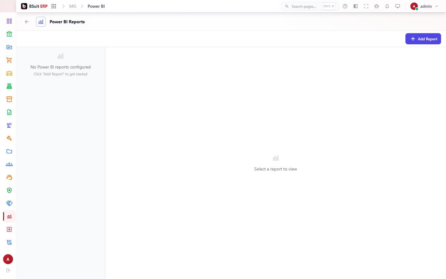 Screenshot of the Power BI Reports page