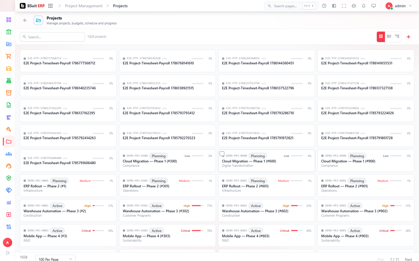 Screenshot of the Getting started with Projects page