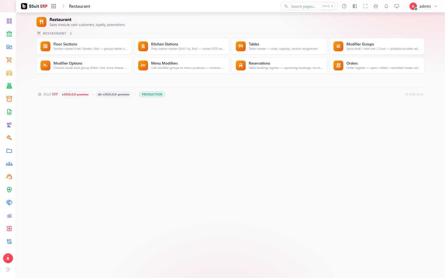 Screenshot of the Getting started with Restaurant page