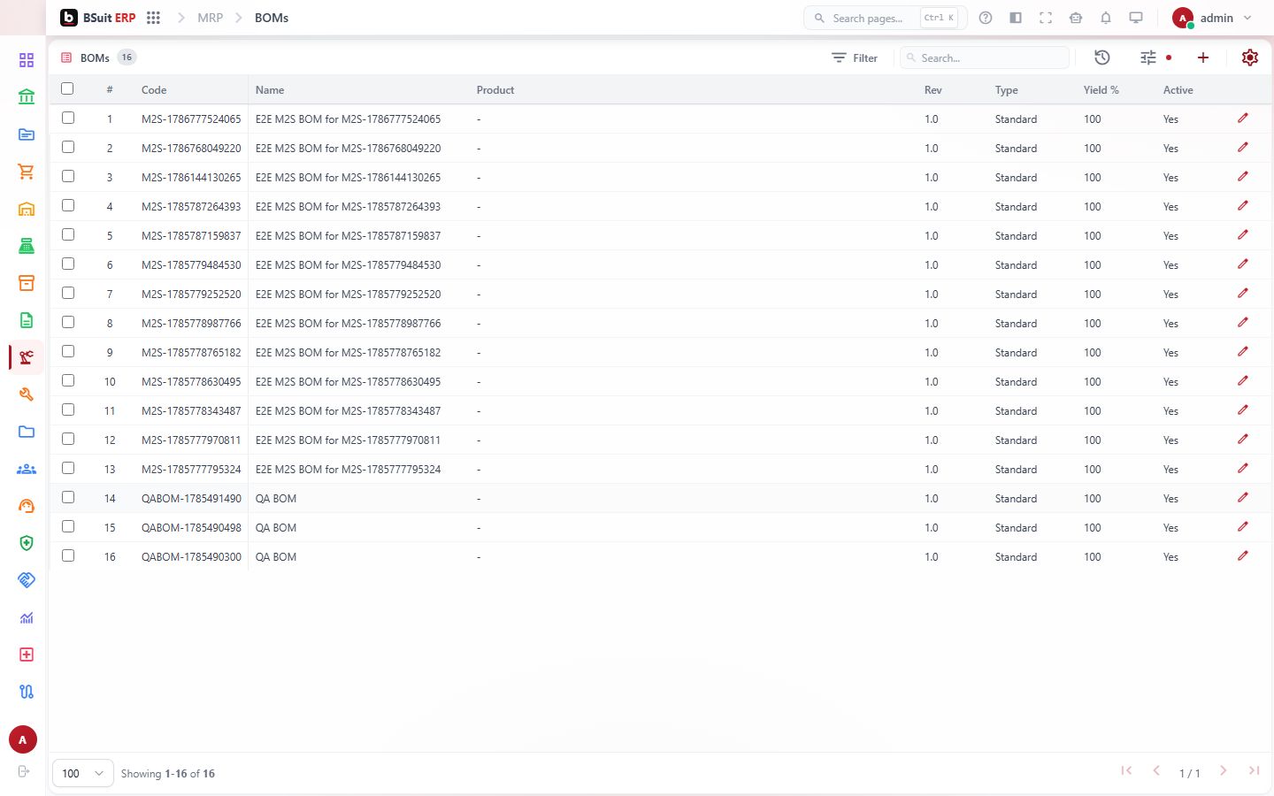 Screenshot of the Bom Lines page