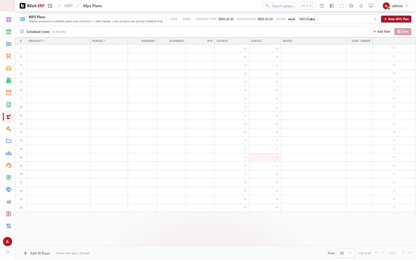 Screenshot of the Mps Plans page