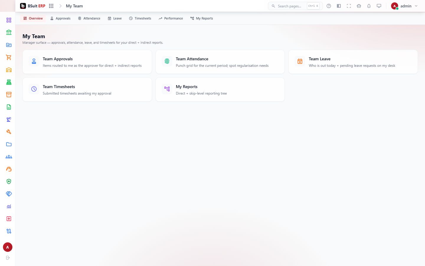 Screenshot of the My Team page
