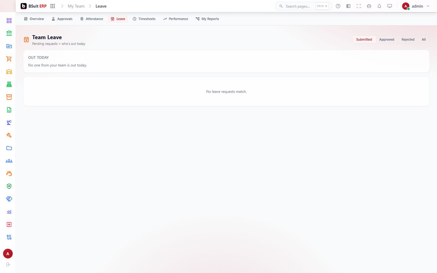 Screenshot of the Team Leave page
