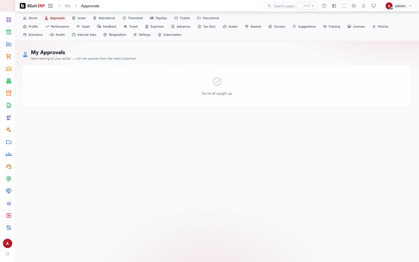 Screenshot of the My Approvals page