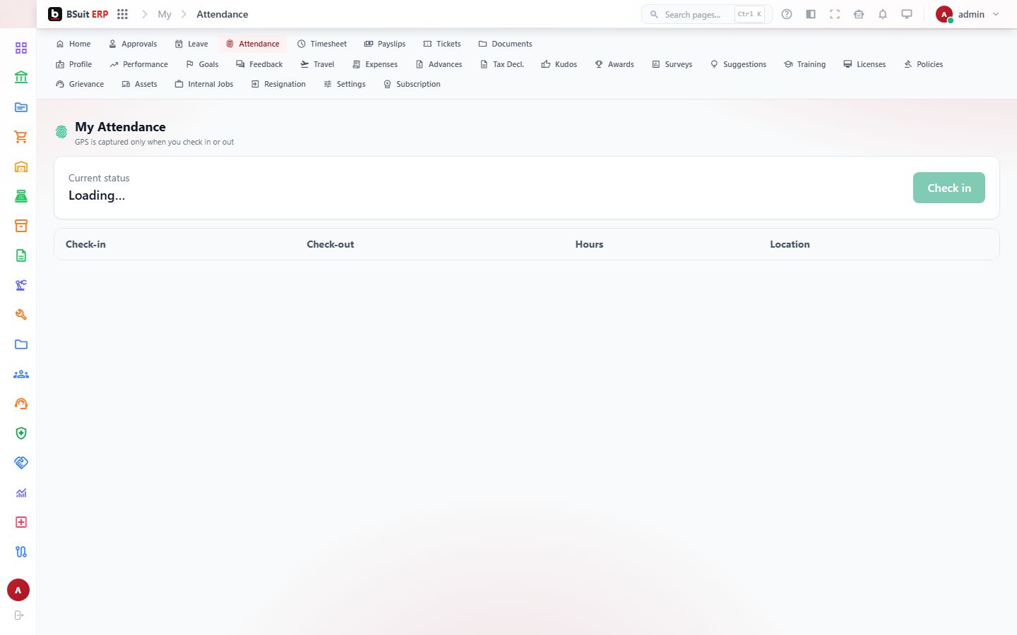 Screenshot of the My Attendance page
