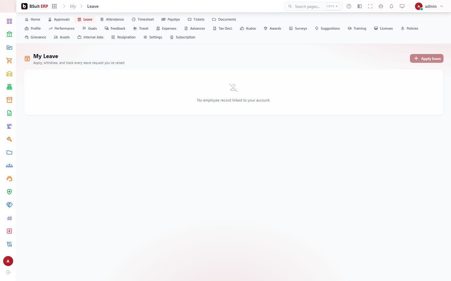 Screenshot of the My Leave page