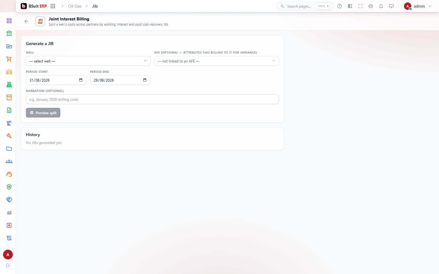 Screenshot of the Joint Interest Billing page