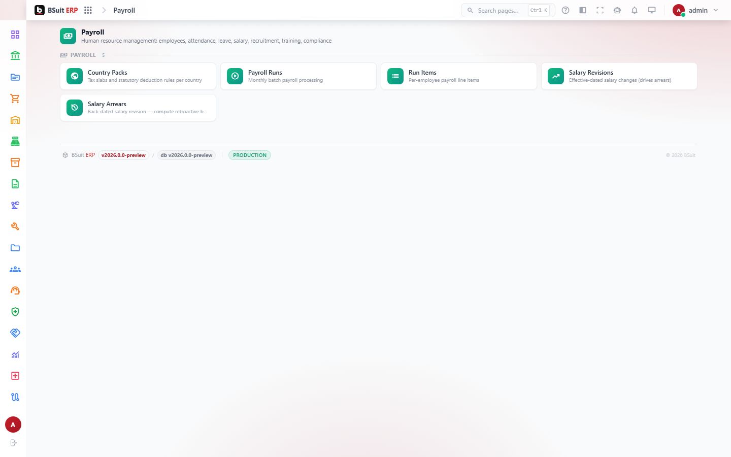 Screenshot of the Payroll page
